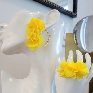 3/$30 Yellow Floral Hoop Earrings